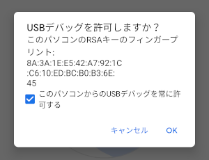 USB デバッグを許可しますか？
