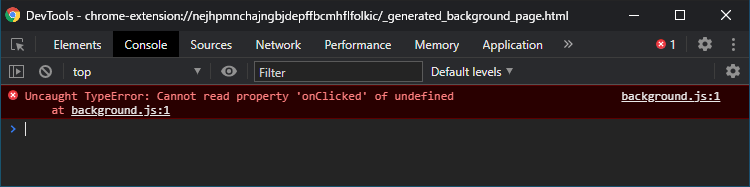 Cannot read property 'onClicked' of undefined