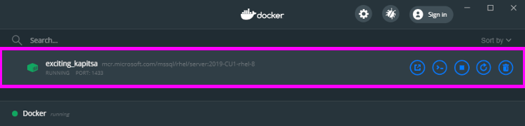 Docker Desktop の Dashboard 確認