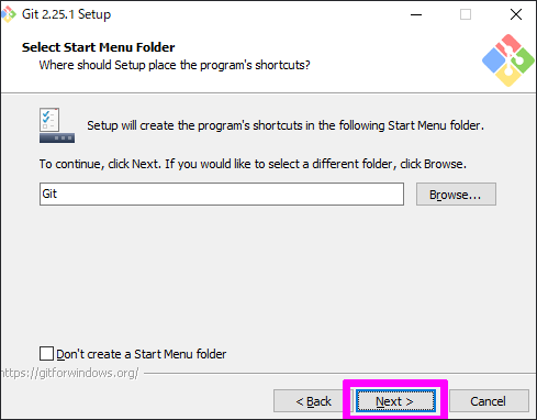 Select Start Menu Folder
