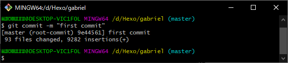 git commit -m "first commit"