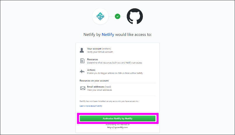 Netlify by Netlify would like access to