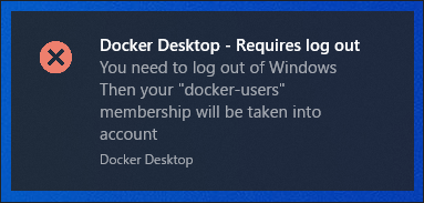 Docker Desktop - Requires log out