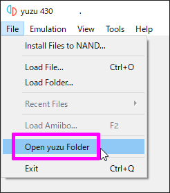 File > Open yuzu Folder